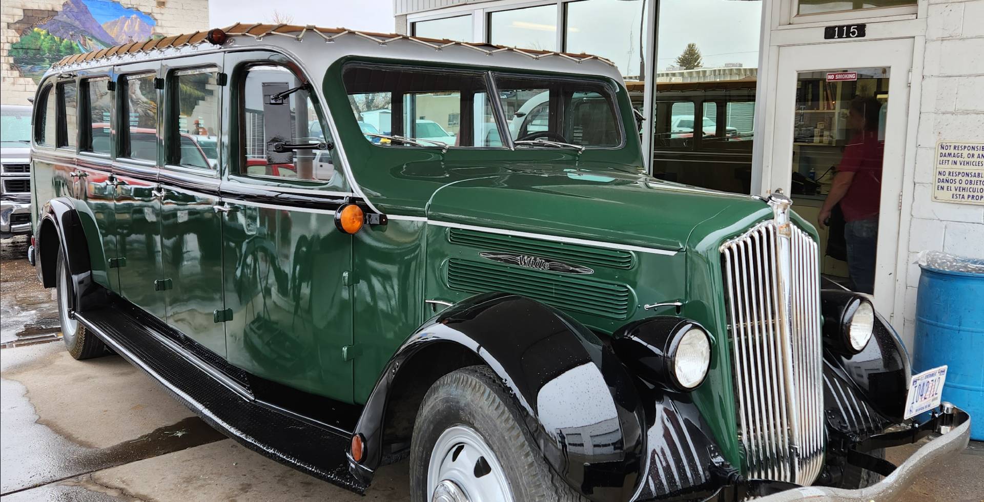 view of the vintage car after custom paint and body repair