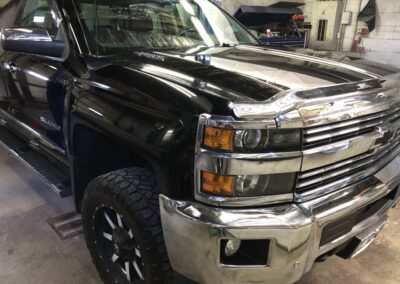 View of the black color car after repair and custom paint